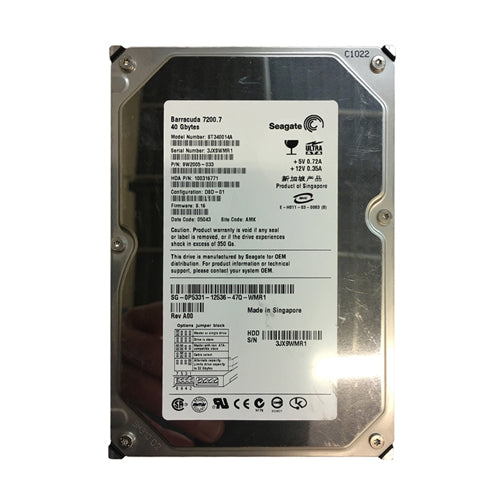 ST340014A Seagate BarraCuda 7200.7 Series 40GB 7200RPM IDE Ultra ATA/100 (ATA-6) 2MB Cache (CE) 3.5-Inch Hard Drive