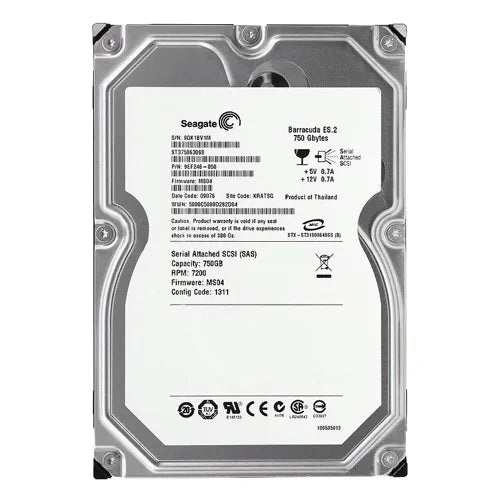 ST3750630SS Seagate BarraCuda ES.2 Series 750GB 7200RPM SAS 3Gb/s Hot-Pluggable 16MB Cache (CE) 3.5-Inch Hard Drive