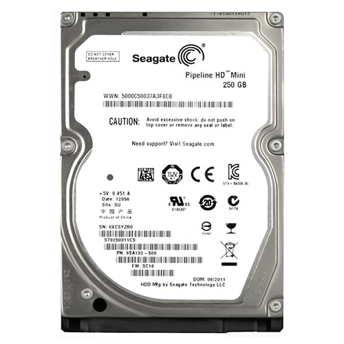 ST9250311CS Seagate Pipeline HD Mini 250GB 5400RPM SATA 3Gb/s 8MB Cache 2.5-Inch Hard Drive