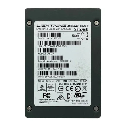 SXKLTK SanDisk Lightning Gen II Ascend 400GB Multi-Level Cell SAS 12Gb/s 2.5-Inch Solid State Drive