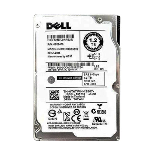 T6TWN Dell 1.2TB 10000RPM SAS 6Gb/s Hot-Pluggable 64MB Cache 2.5-Inch Hard Drive with Tray for PowerEdge Server & PowerVault Storage Array