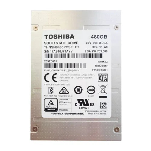 THNSN8480PCSE Toshiba HK4R Series 480GB Multi-Level Cell SATA 6Gb/s NAND Flash (PLP) 2.5-Inch Enterprise Solid State Drive