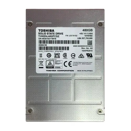 THNSNJ480PCSZ Toshiba HK3R2 Series 480GB Multi-Level Cell SATA 6Gb/s Read Intensive 2.5-Inch Solid State Drive