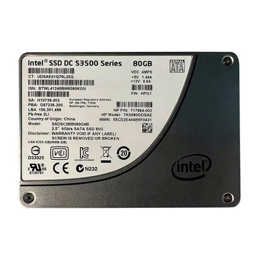 TK0080GDSAE HP 80GB Multi-Level Cell SATA 6Gb/s 2.5-Inch Enterprise Solid State Drive for ProLiant Servers