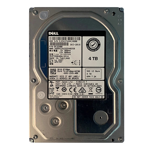 TX8WW Dell 4TB 7200RPM SAS 12Gb/s Hot-Pluggable (512n) 3.5-Inch Nearline Hard Drive with Tray for PowerEdge Server & PowerVault Storage Array