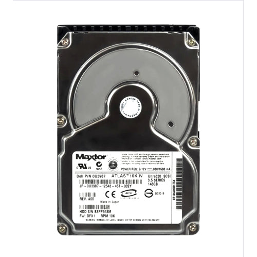 U3987 Dell 146GB 10000RPM Ultra320 SCSI Hot-Pluggable 80-Pin 3.5-Inch Hard Drive for PowerEdge Server & PowerVault Storage Array