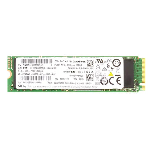 V4RWG Dell 512GB PCI Express NVMe 3.0 x4 M.2 2280 Solid State Drive