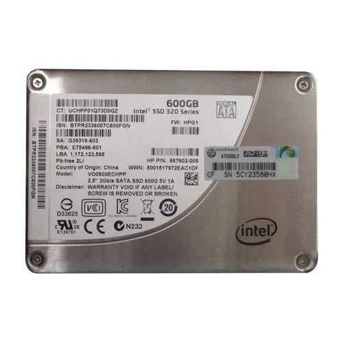 VO0600ECHPP HP 600GB Multi-Level Cell SATA 3Gb/s 2.5-Inch Midline Solid State Drive for ProLiant Servers