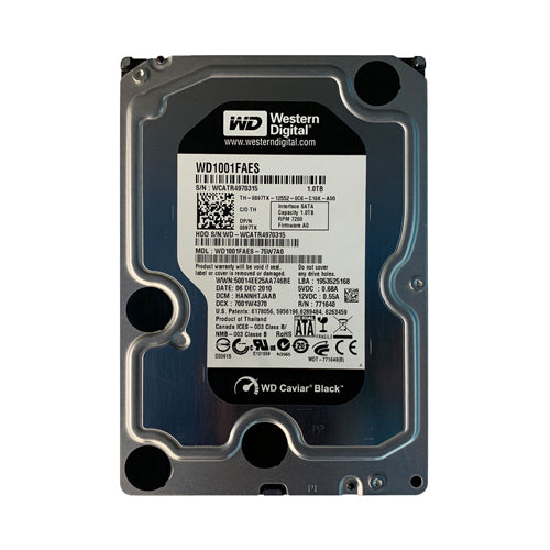 WD1001FAES-75W7A0 Western Digital Caviar Black 1TB 7200RPM SATA 3Gb/s 64MB Cache 3.5-Inch Hard Drive