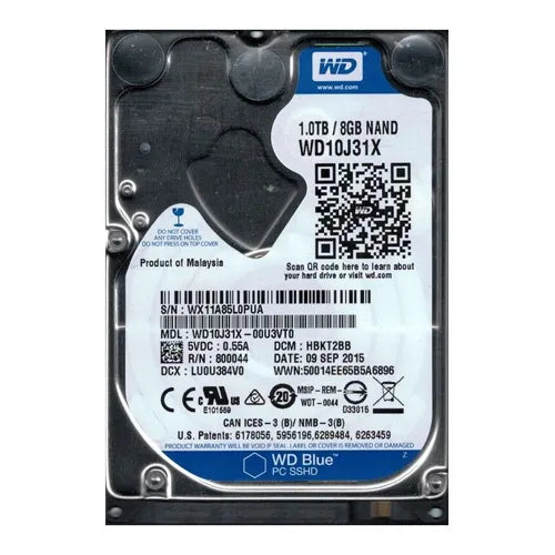 WD10J31X Western Digital Blue 1TB 5400RPM Multi-Level-Cell SATA 6Gb/s 64MB Cache 8GB NAND Flash 2.5-Inch Hybrid Hard Drive