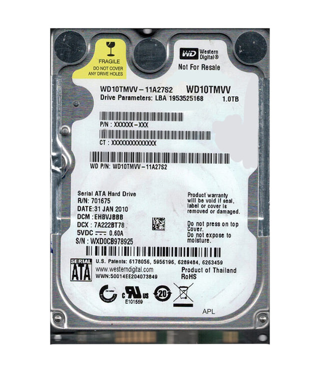 WD10TMVV-11A27S2 - Western Digital 1TB 5400RPM SATA USB 2.0 8MB Cache 2.5-Inch Hard Drive