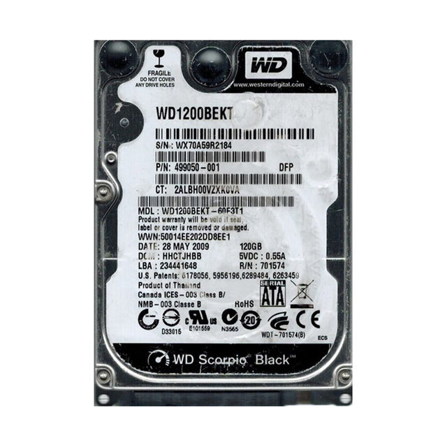 WD1200BEKT-60F3T1 - Western Digital Scorpio Black 120GB 7200RPM SATA 3Gb/s 16MB Cache 2.5-inch Hard Drive