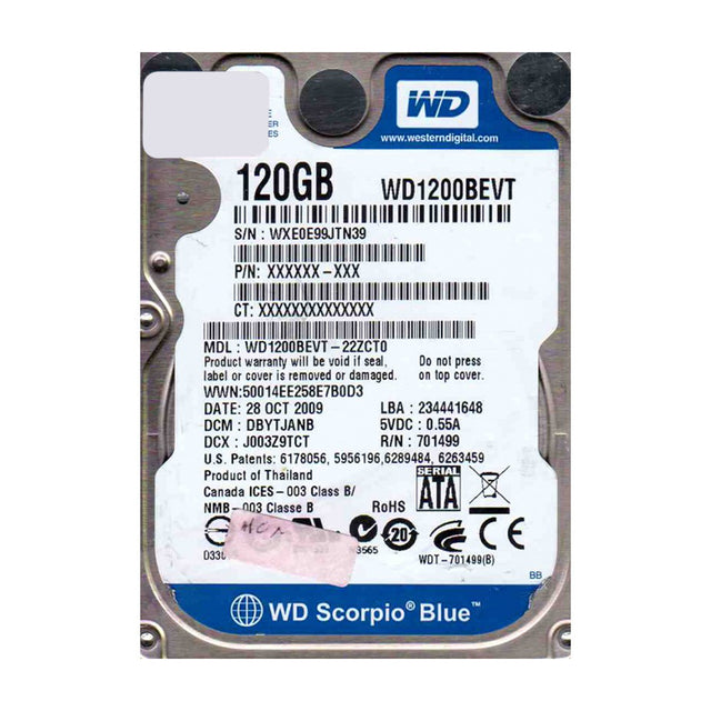 Scorpio Blue 120GB 5400RPM SATA 3Gb/s Hot-Swappable 8MB Cache RoHS 2.5-Inch Hard Drive