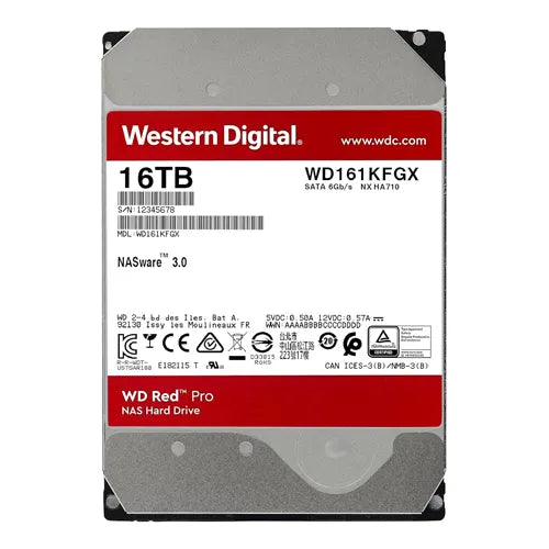 WD161KFGX Western Digital Red Pro 16TB 7200RPM SATA 6Gb/s 256MB Cache 3.5-Inch NAS Hard Drive