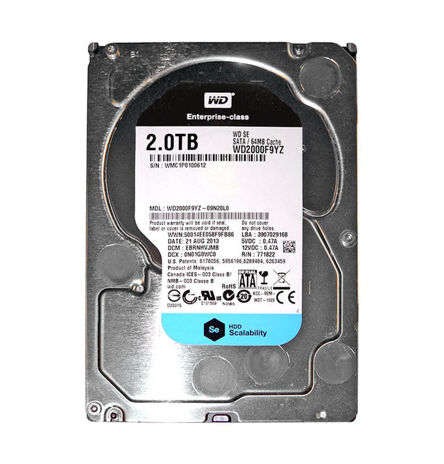 WD2000F9YZ - WD 2GB 7200RPM SATA 6Gb/s 64MB 3.5-Inch Hard Drive