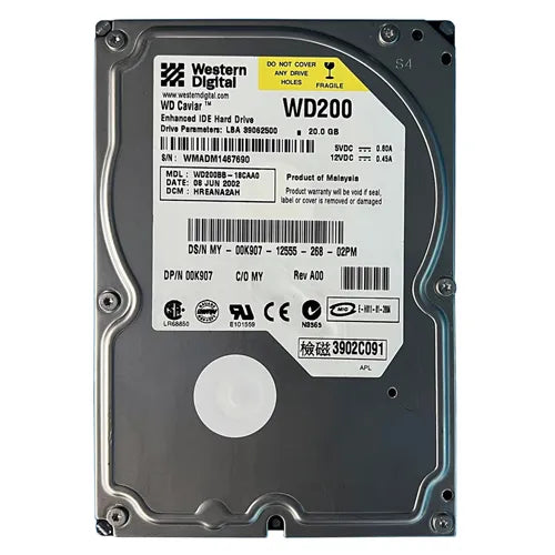 WD200BB-18CAA0 Western Digital Caviar 20GB 7200RPM EIDE 2MB Cache (512) 3.5-Inch Hard Drive