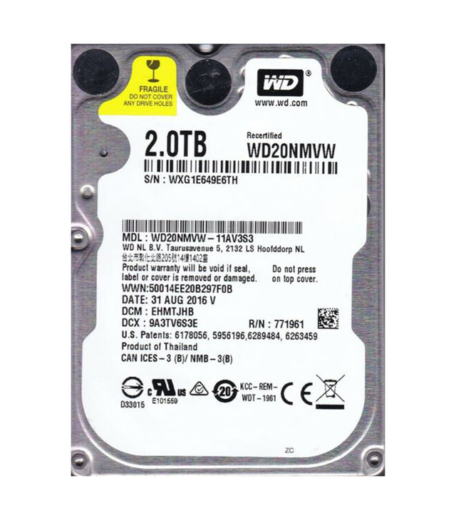 WD20NMVW-11AV3S3 - Western Digital Green 2TB 5400RPM USB 3.0 2.5-Inch Hard Drive