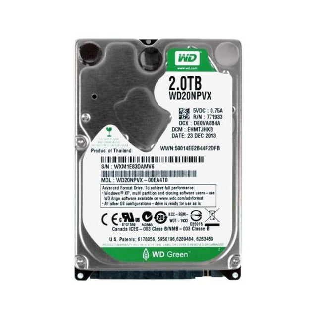 WD20NPVX-A1 - Western Digital Green 2TB 5400RPM SATA 6Gb/s 8MB Cache (CE) 2.5-Inch Hard Drive