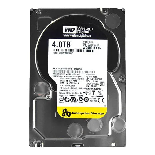 WD4001FYYG Western Digital RE 4TB 7200RPM SAS 6Gb/s 32MB Cache (RoHS) 3.5-Inch Hard Drive