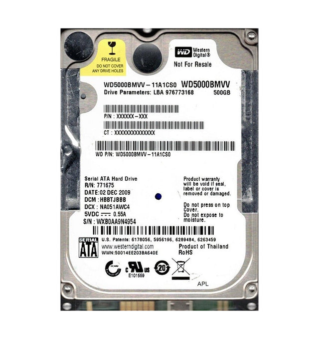 WD5000BMVV - Western Digital 500GB 5400RPM USB 2.0 2.5-Inch External Hard Drive
