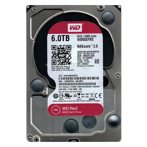 WD60EFRX-68L0BN1 Western Digital Red 6TB 5400RPM SATA 6Gb/s 64MB Cache (RoHS) 3.5-Inch NAS Hard Drive