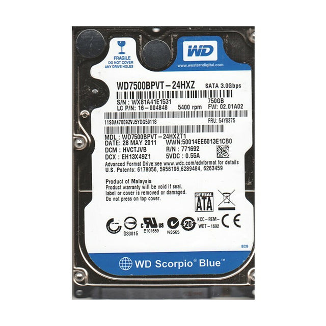 Scorpio Blue 750GB 5400RPM SATA 3Gb/s 8MB Cache 2.5-Inch Hard Drive