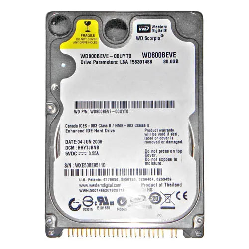 WD800BEVE Western Digital Scorpio Blue 80GB 5400RPM EIDE 8MB Cache 2.5-Inch Hard Drive