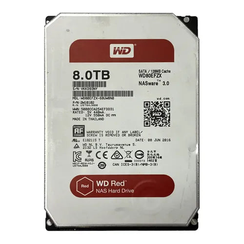 WD80EFZX Western Digital Red 8TB 5400RPM SATA 6Gb/s 128MB Cache (RoHS) 3.5-Inch NAS Hard Drive