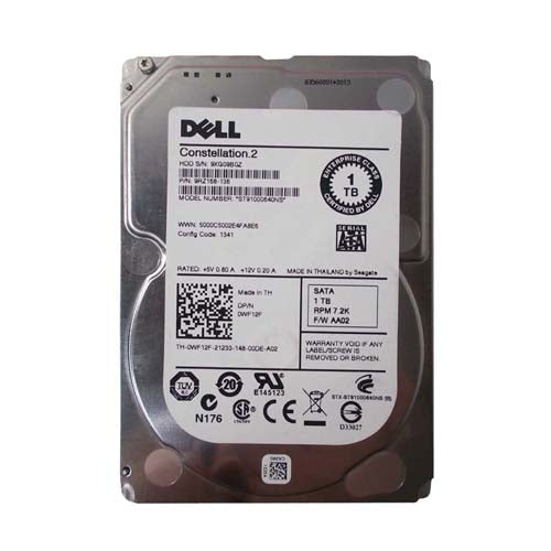 WF12F Dell 1TB 7200RPM SATA 6Gb/s Hot-Pluggable 16MB Cache 2.5-Inch Hard Drive with Tray for PowerEdge Server