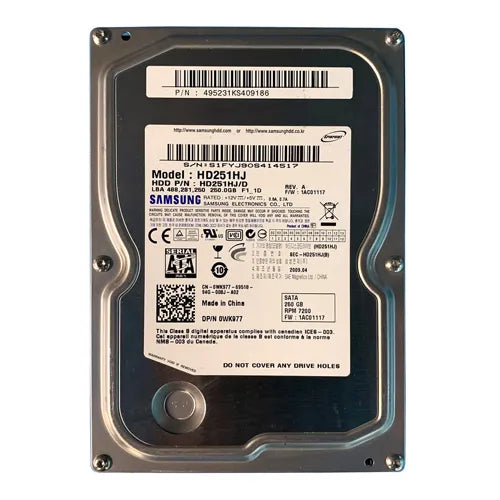 WK977 Dell 250GB 7200RPM SATA 8MB Cache 3.5-Inch Hard Drive