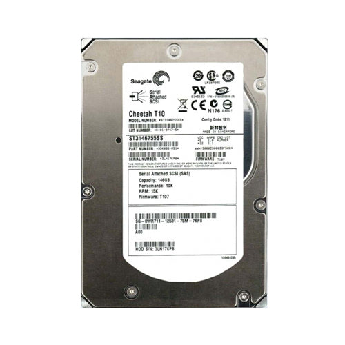 WR711 Dell 146GB 10000RPM SAS 3Gb/s Hot-Pluggable Single Port 3.5-Inch Hard Drive with Tray for PowerEdge Server & PowerVault Storage Array