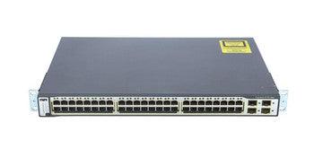 Cisco - WS-C3750-48PS-S-X3 - Catalyst 3750 48-Ports 10/100 RJ-45 PoE Managebale Layer3 Rack-mountable 1U Stackable Ethernet Switch with 4x SFP Ports (Refu