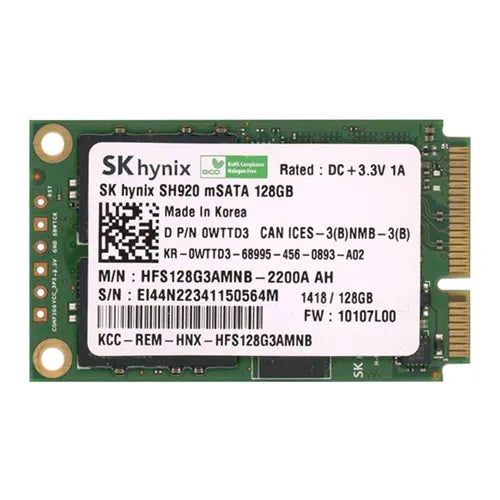 WTTD3 Dell 128GB Multi-Level Cell SATA 6Gb/s mSATA Solid State Drive