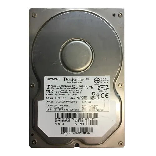 X0770 Dell 60GB 7200RPM IDE/ATA 2MB Cache 3.5-Inch Hard Drive