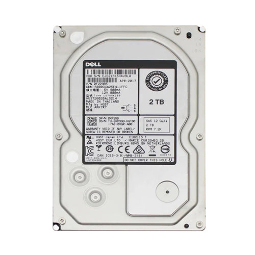 XP99D Dell 2TB 7200RPM SAS 12Gb/s Hot-Swappable 128MB Cache (512n) 3.5-Inch Hard Drive with Tray for PowerEdge Server & PowerVault Storage Array