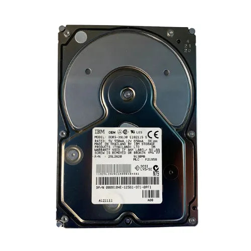 DDRS-39130-1 - IBM 9.1GB 7200RPM Ultra Wide SCSI 80-Pin 512KB Cache 3.5-Inch Hard Drive