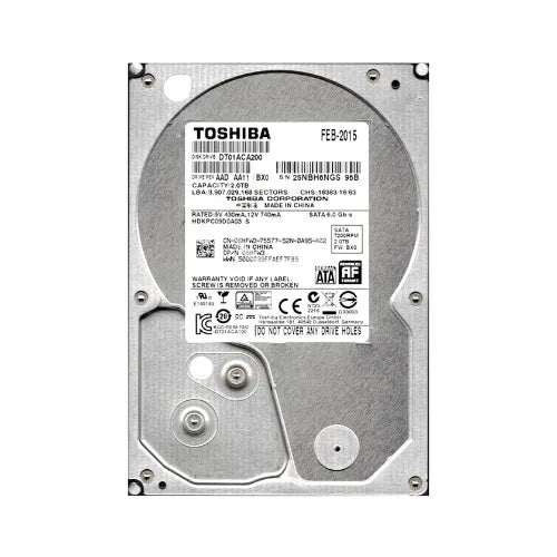 DT01ACA200-RFB - Toshiba 2TB 7200RPM SATA 6Gb/s 64MB Cache 3.5-Inch Hard Drive