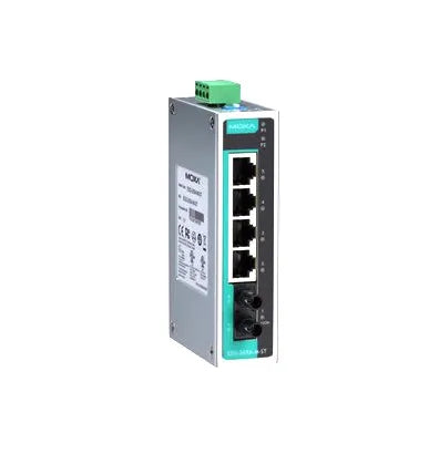 EDS-205A-M-ST-T - Moxa Unmanaged  with 4 10/100Base T(X) ports, and 1 100BaseFX multi-mode port with ST connector , -40- 75? Ethernet switch