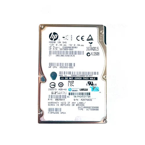EG0600FBDBU-GEN - HP 600GB 10000RPM SAS 6Gb/s Hot-Pluggable Dual Port SFF 2.5-inch Hard Drive with Tray for ProLiant Server/Storage Array
