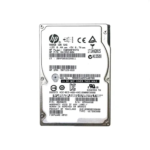 EG0900FBVFQ-GEN - HP 900GB 10000RPM SAS 6Gb/s Hot-Pluggable Dual Port SFF 2.5-inch Enterprise Hard Drive with Smart Carrier for Gen8/9 ProLiant Server/Storage Array