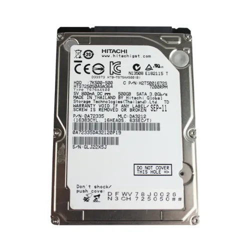 H2T5001672S-DELL - Dell Travelstar 7K750 Series 500GB 7200RPM SATA 3Gb/s 16MB Cache 512E 2.5-Inch Hard Drive