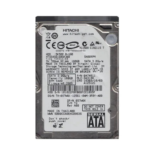HTS545016B9A300-DEL - Dell Travelstar 5K500.B Series 160GB 5400RPM SATA 3Gb/s 8MB Cache 2.5-Inch Hard Drive