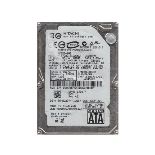 HTS723216L9A362-DEL - Dell Travelstar 7K320 Series 160GB 7200RPM SATA 3Gb/s 16MB Cache (512) 2.5-Inch Hard Drive
