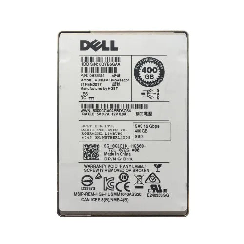 HUSMM1640ASS204-DELL-Dell 400GB 2.5 inch MLC 12Gb/s SAS SSD