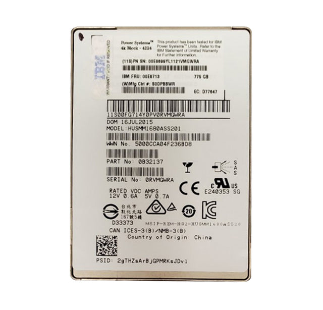 00E8713 - IBM 775GB Multi-Level Cell SAS 12Gb/s 2.5-Inch Solid State Drive for pSeries Servers