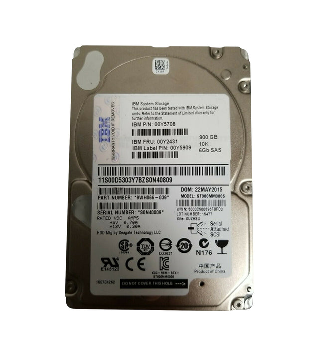 00Y5708 - IBM 900GB 10000RPM SAS 6Gb/s 2.5-Inch Hard Drive