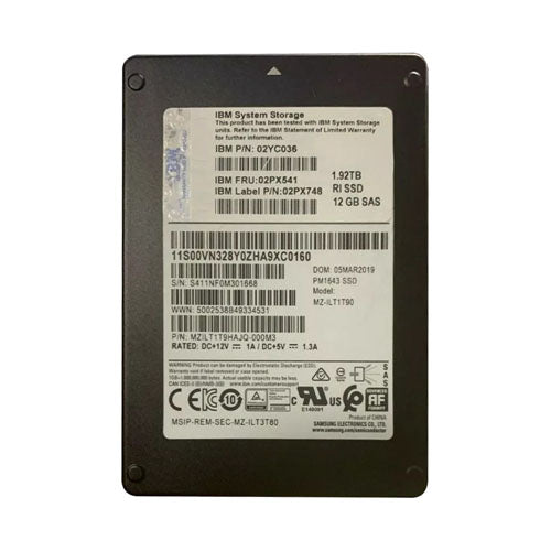 02PX541 - IBM 1.92TB SAS 12Gb/s 2.5-Inch Solid State Drive with Carrier for FlashSystem 5015/5035/Storwize V5000E