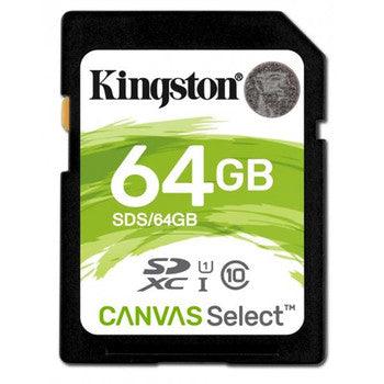 Kingston - SDS/64GB - Canvas Select 64GB CLass 10 SDXC 80MB/s Read Speed UHS-I - Orange Hardwares