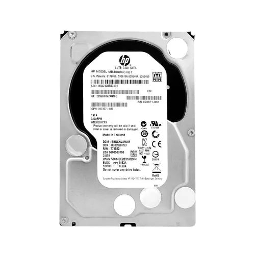 MB3000GCVBT-GEN - HP 3TB 7200RPM SATA 6Gb/s Hot-Swappable 512n 3.5-Inch Midline Hard Drive for ProLiant Servers