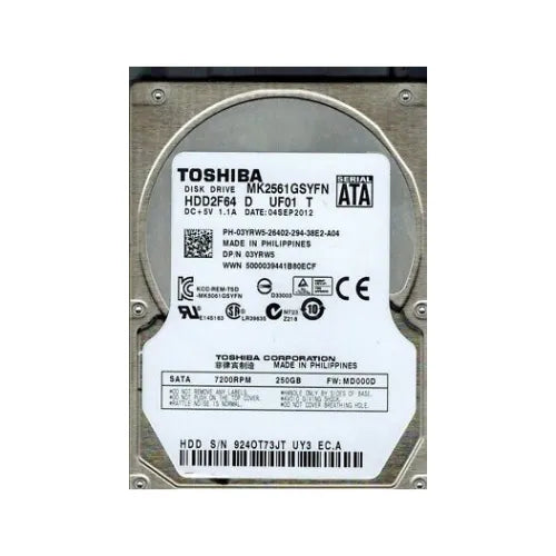 MK2561GSYFN-DELL - Dell 250GB 7200RPM SATA 3Gb/s 16MB Cache 2.5-Inch Hard Drive